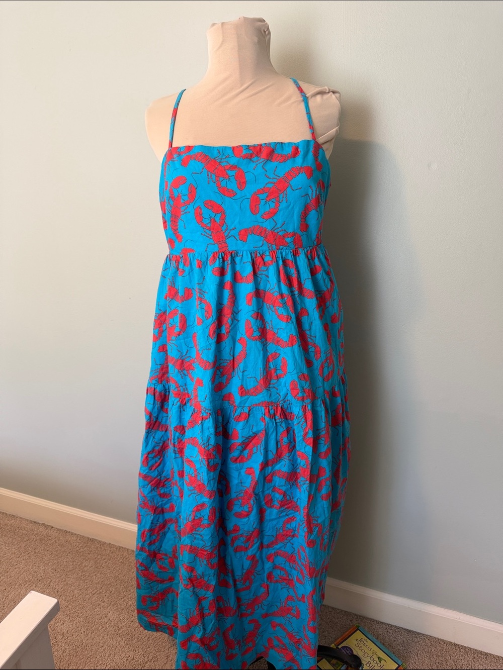 J. Crew Turquoise Dress with Red Print